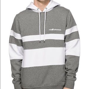 The Hundreds White and Gray Striped Hoodie
